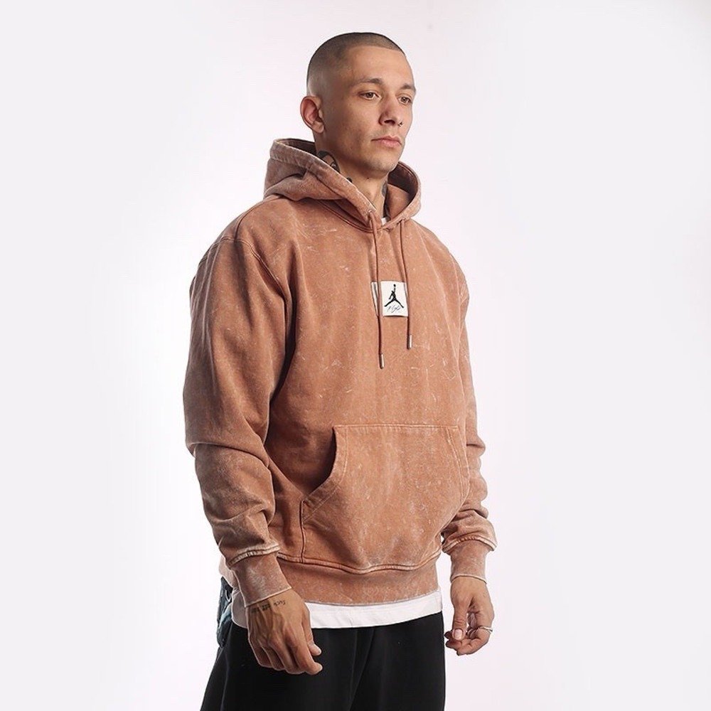 Jordan Flight Essential Fleece Hoodie Mineral Clay Acid Wash Orange Men's XL